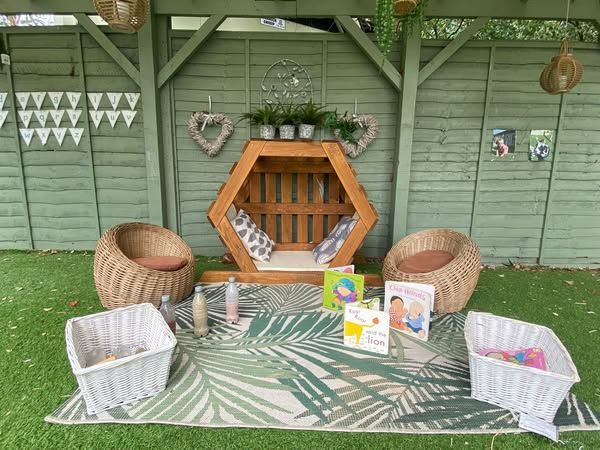 Outdoor reading area at nursery