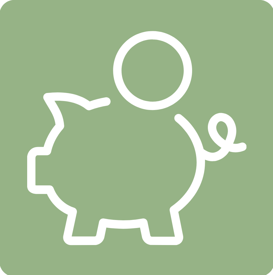 A piggy bank with a coin in its mouth.