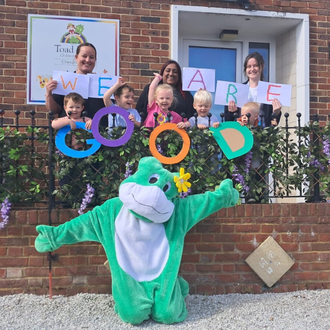 A group of children holding signs that say we are good