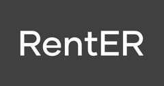 RentER logo. Dark gray text on a white background. Below it, small text reads: Alquiler y Venta de Equipos de Elevacion y Construccion.