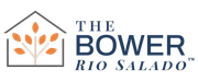 The Bower Rio Salado logo with a house outline and orange leaves beside blue text