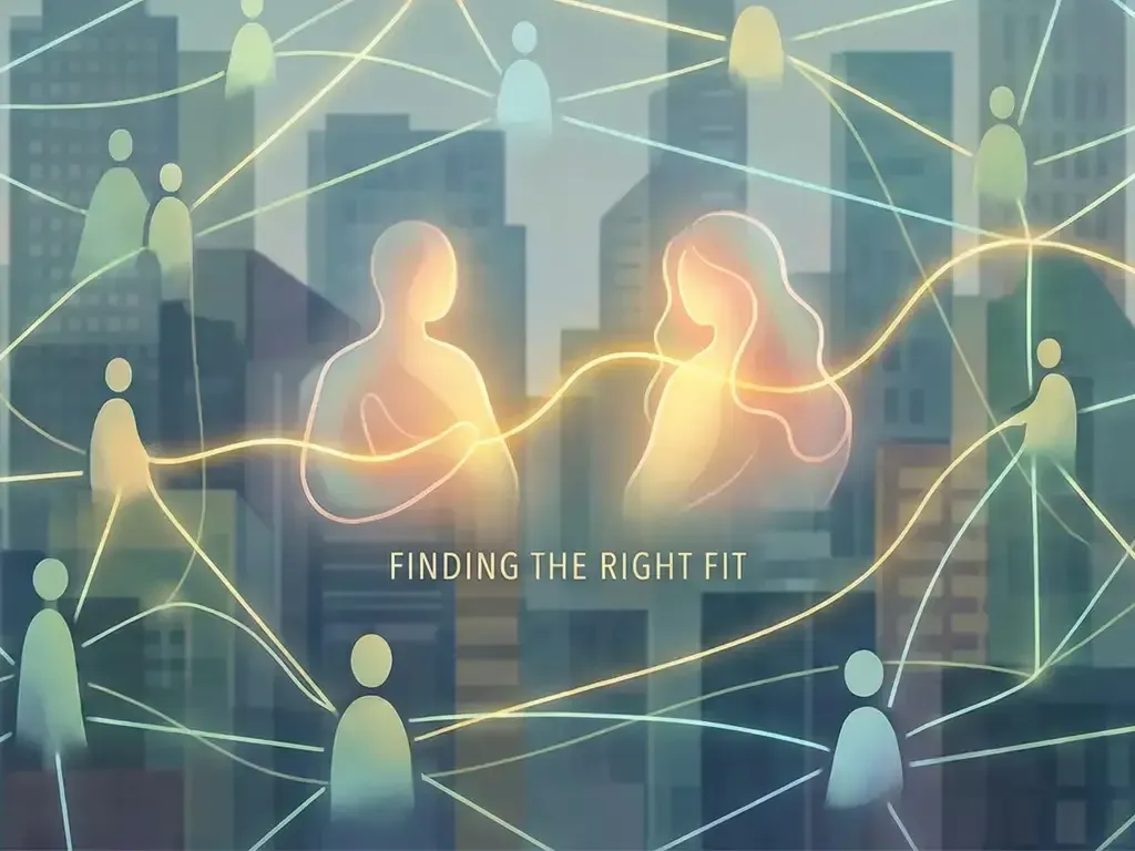 Abstract city connections representing finding the right LGBTQ therapist NYC.