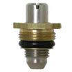 A close up of a brass fitting on a white background.