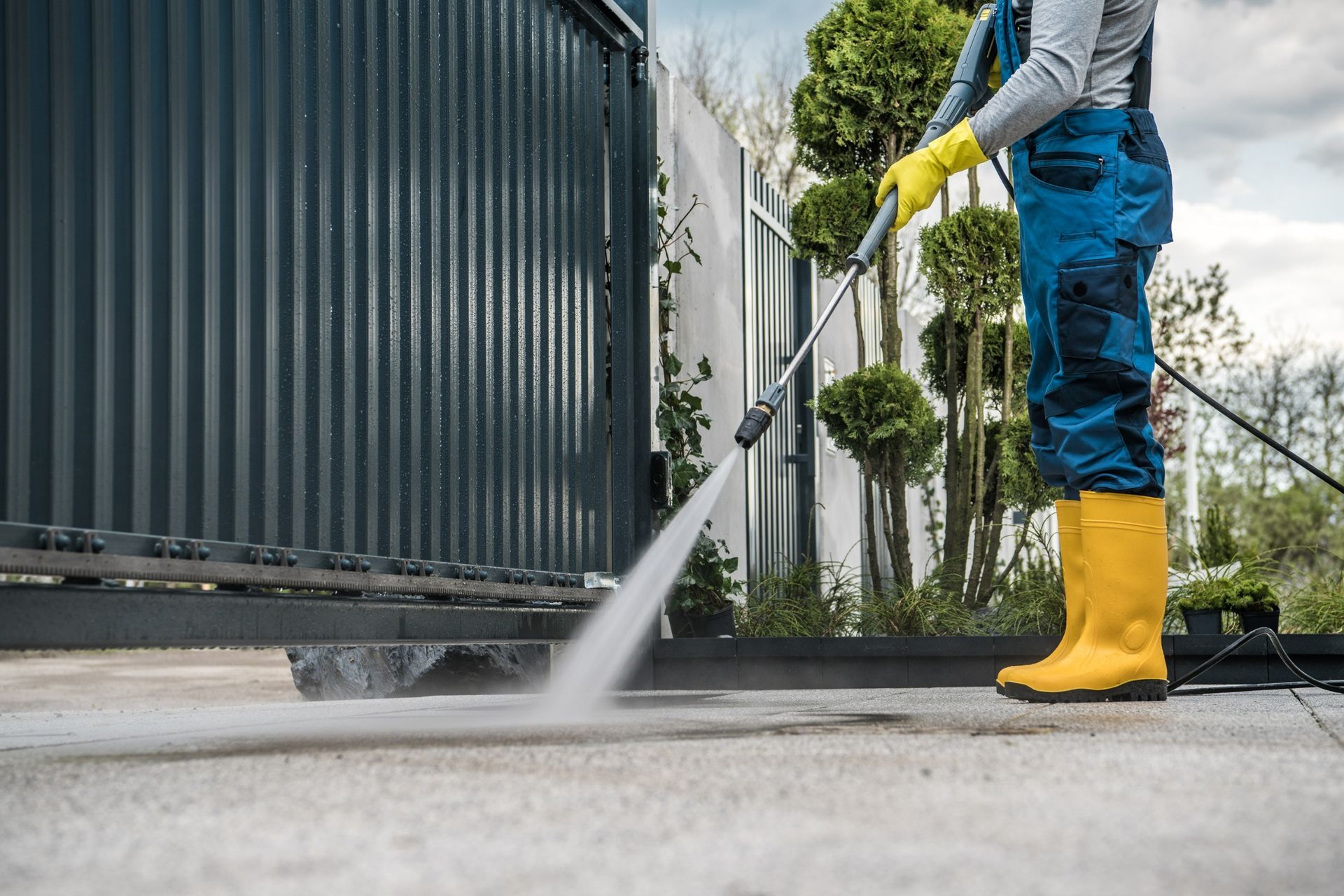 pressure washing driveway and fence cleaning service