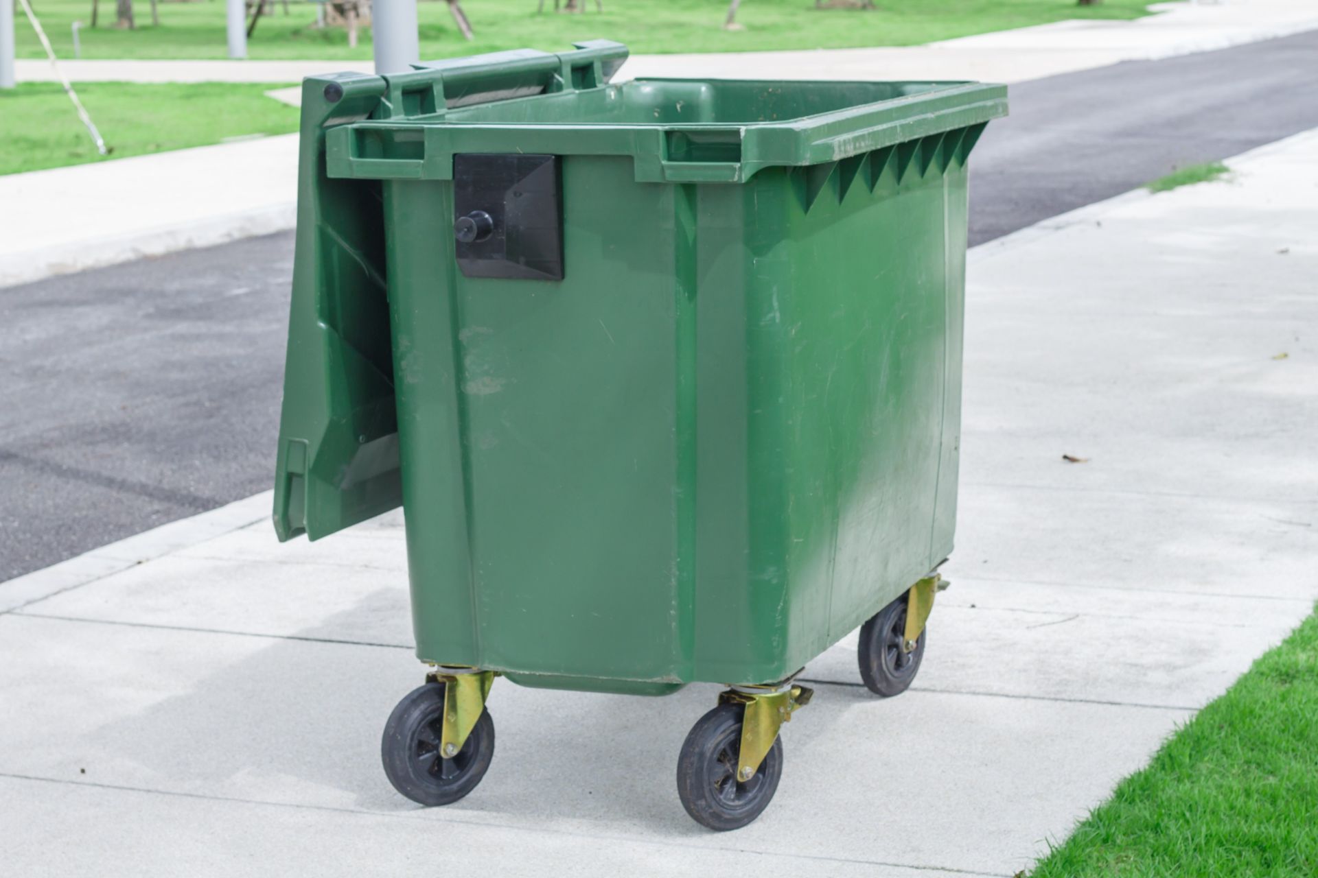 commercial dumpster on street in Connecticut