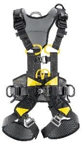The image shows a full-body industrial safety harness used for fall protection and work positioning.
