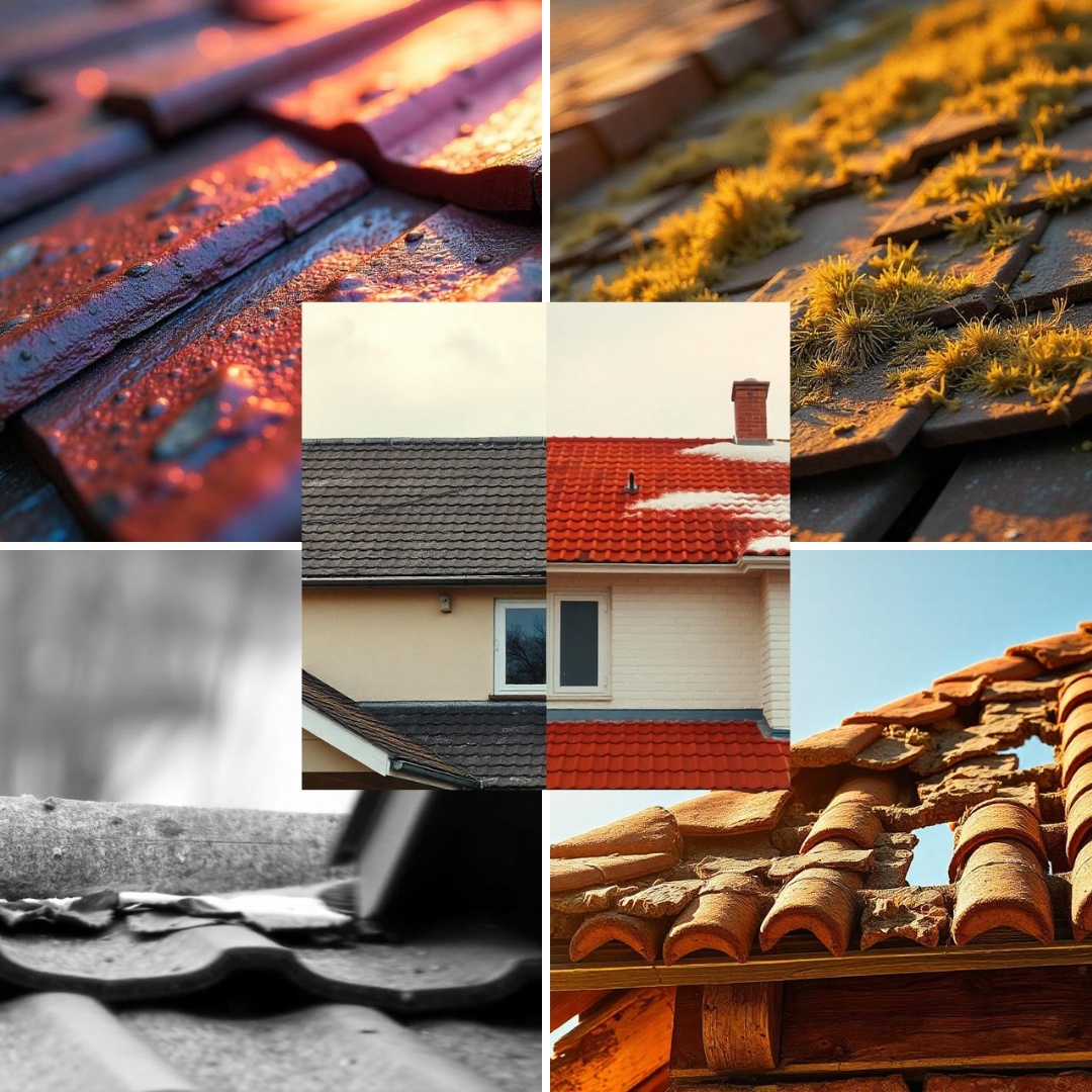 A collage of pictures of different types of roofs