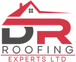 A logo for dr roofing experts ltd with a house on the roof