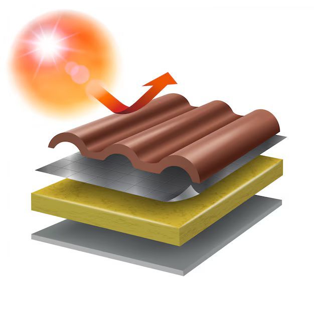An illustration of a roof with the sun shining through it
