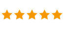 A row of five orange stars on a white background.