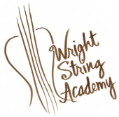 A logo for the wright string academy with a guitar string