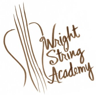 A logo for the wright string academy with a guitar string