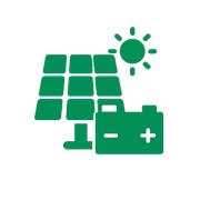 icona batteria pannelli fotovoltaici  aeree colore verde