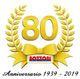 Emblema dorato dell'80° anniversario con corona d'alloro, nastro e scritta