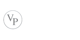 Gray &ldquo;VP&rdquo; letters inside a thin outlined circle on a white background