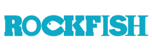 Rockfish logo in teal, the letter