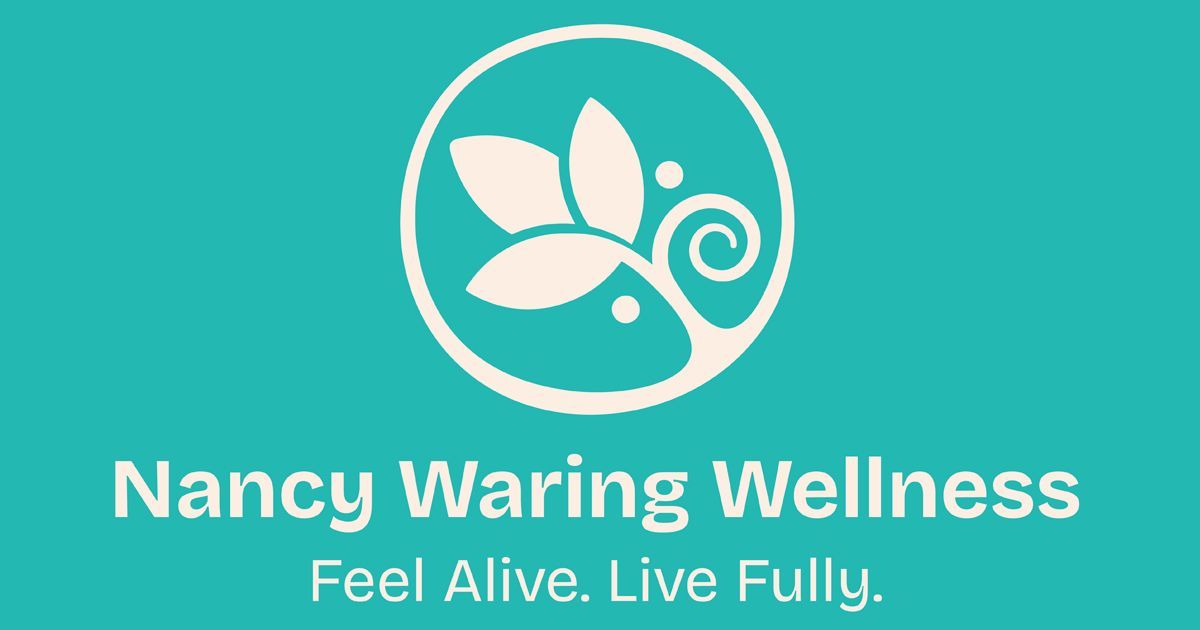 Nancy Waring Wellness logo with a crane in a circle and the tagline “Find Your Balance · Live Vibrantly”