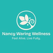 The Vibrant Sage Logo for Nancy Waring Wellness with a crane in a circle and tagline “Find your balance. Live vibrantly.”