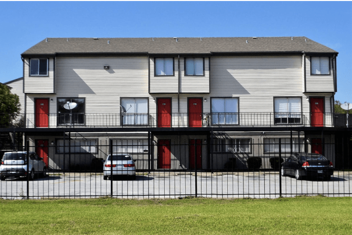 Aluminum fence protecting commercial real estate property.