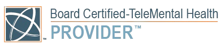 A logo for board certified telemental health provider