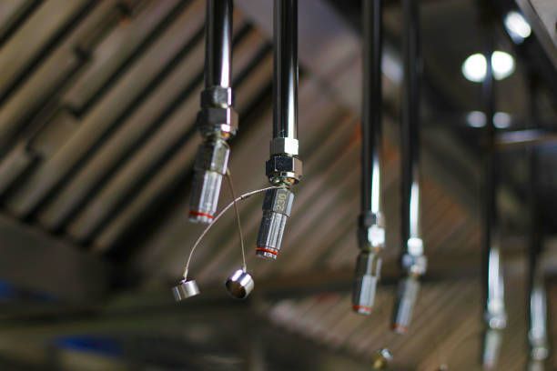 Silver pendant lights hanging from a wooden ceiling, with softly blurred lights in the background