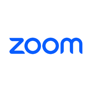A blue zoom logo on a white background.