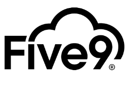 A black and white logo for five9 with a cloud in the middle