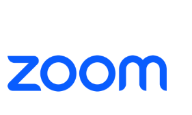 A blue zoom logo on a white background