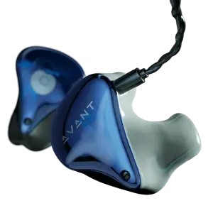 Headquarter Studio Workstation Blue and white in-ear monitors with the word