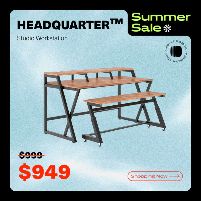 Headquarter Studio Workstation on sale. Wooden desks with black metal frames. Summer Sale: $999 to $949.