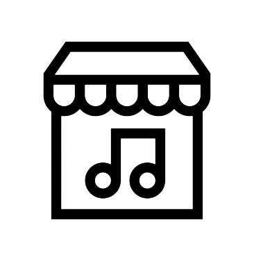 Music store icon with musical note.