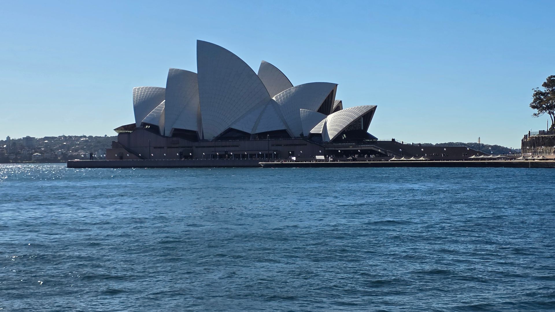 Sydney Opera House across blue harbour under clear sky