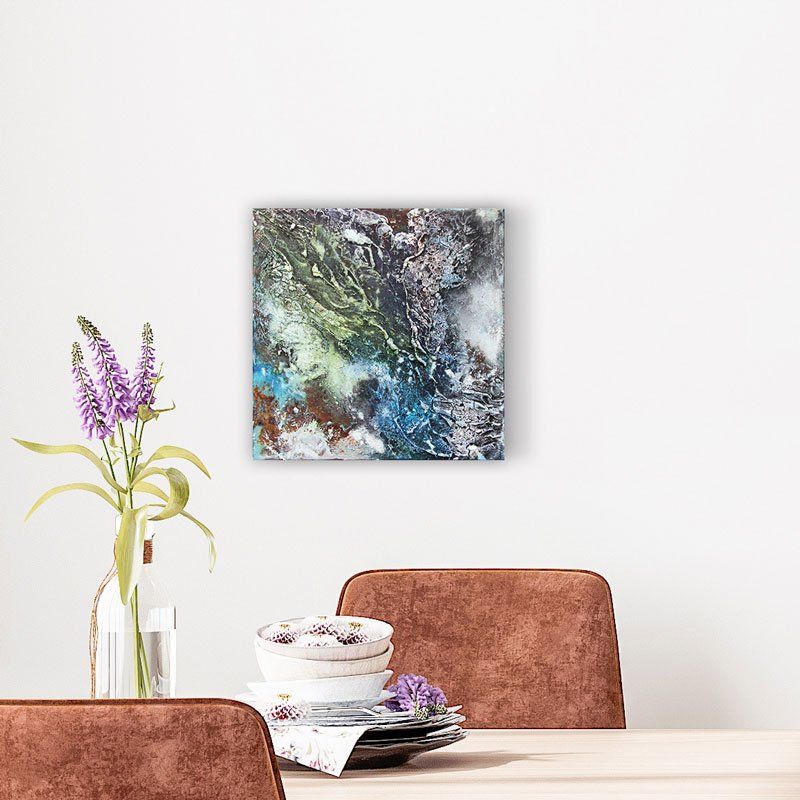 Gemälde „Natur-Strukturen I“ Maße: 30 x 30 cm, 4,5 cm Tiefe  Material: Künstler-Acrylfarben, Marmormehl, Rost, Patina, Pigmente, Firnis  Malgrund: Leinwand auf Keilrahmen