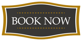 Gold and brown “BOOK NOW” button with white text and dotted accents