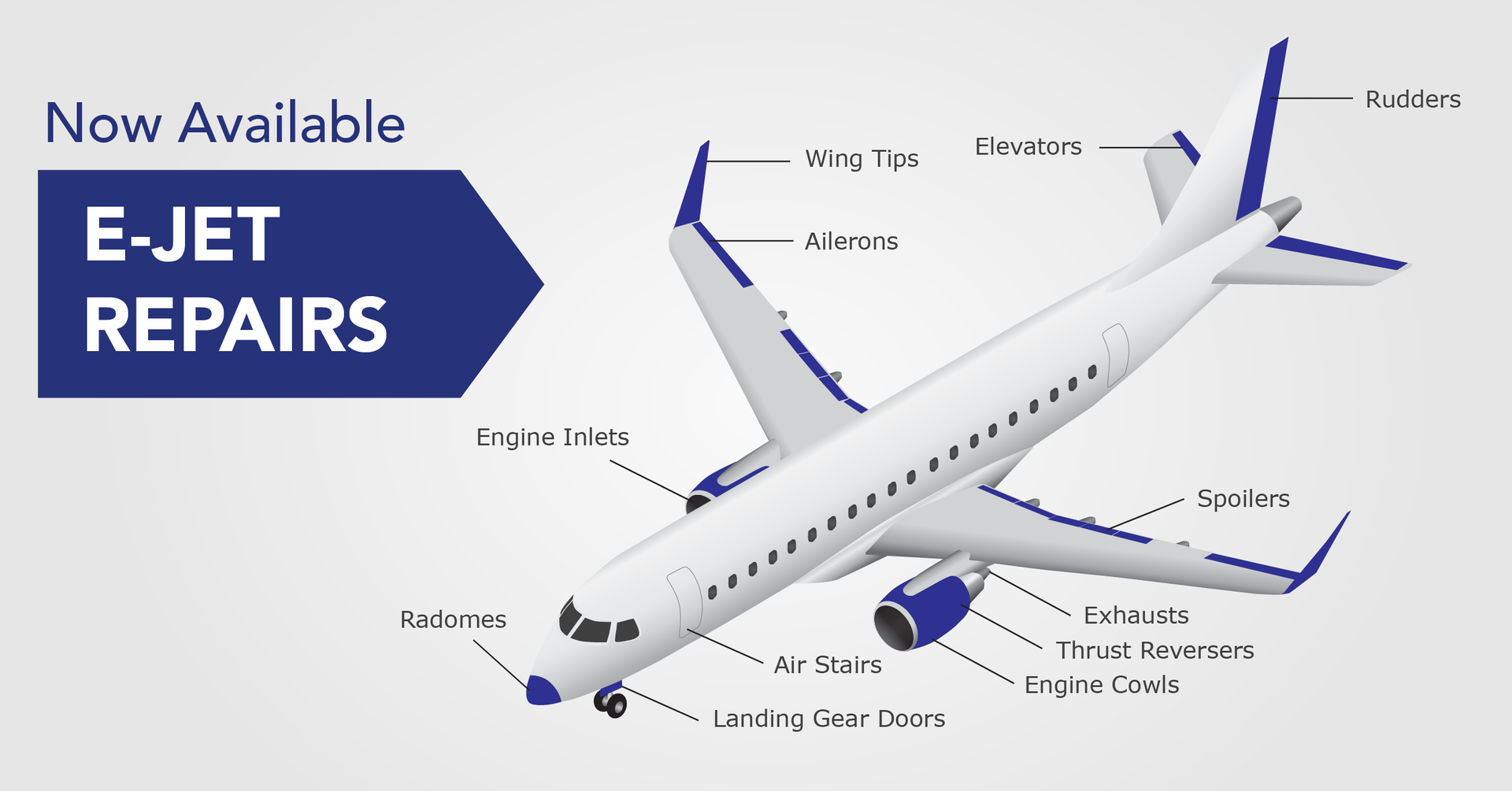 E-175 airplane showing typical repairs
