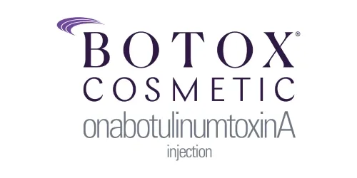 Botox cosmetic onabotulinumtoxina injection logo on a white background. Link to Botox/Dysport.