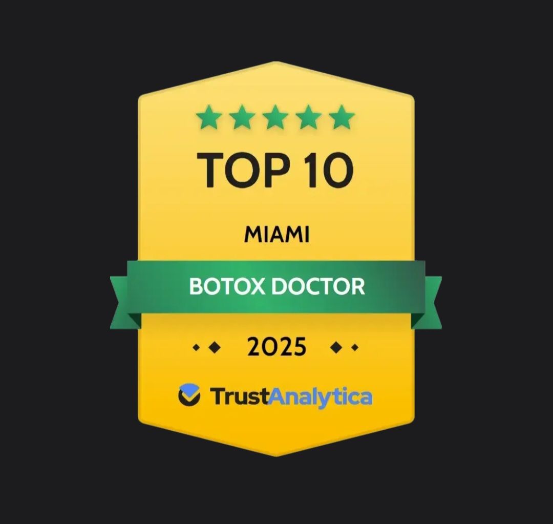 Award badge for TrueAnalytica's 2025 Top 10 Botox Doctor in Miami at Monaco Med Spa 