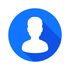 White silhouette of a person inside a blue circle with a long shadow.