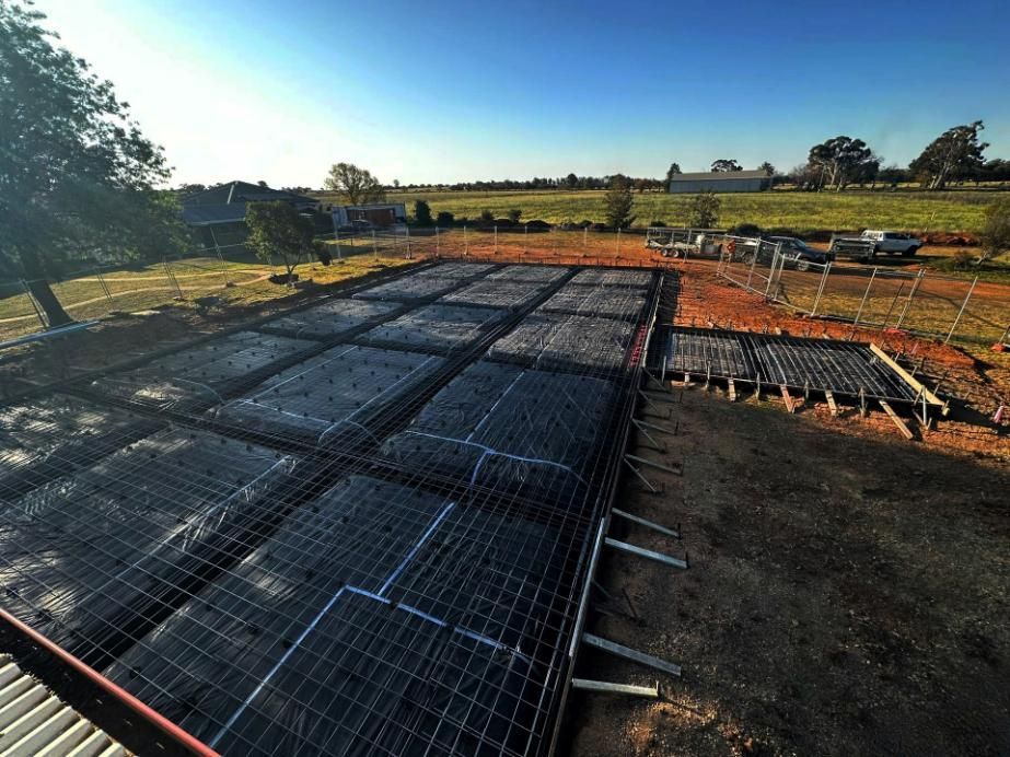 Aerial View of A Concrete Foundation Under Construction — Spencer's Landscape Construction & Concreting Pty Ltd in Dubbo, NSW
