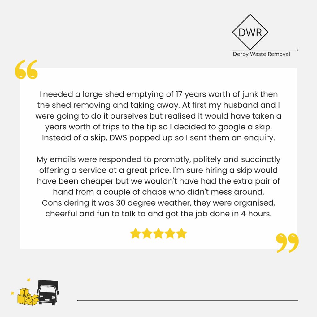 Highly recommended reviews for our waste removal services