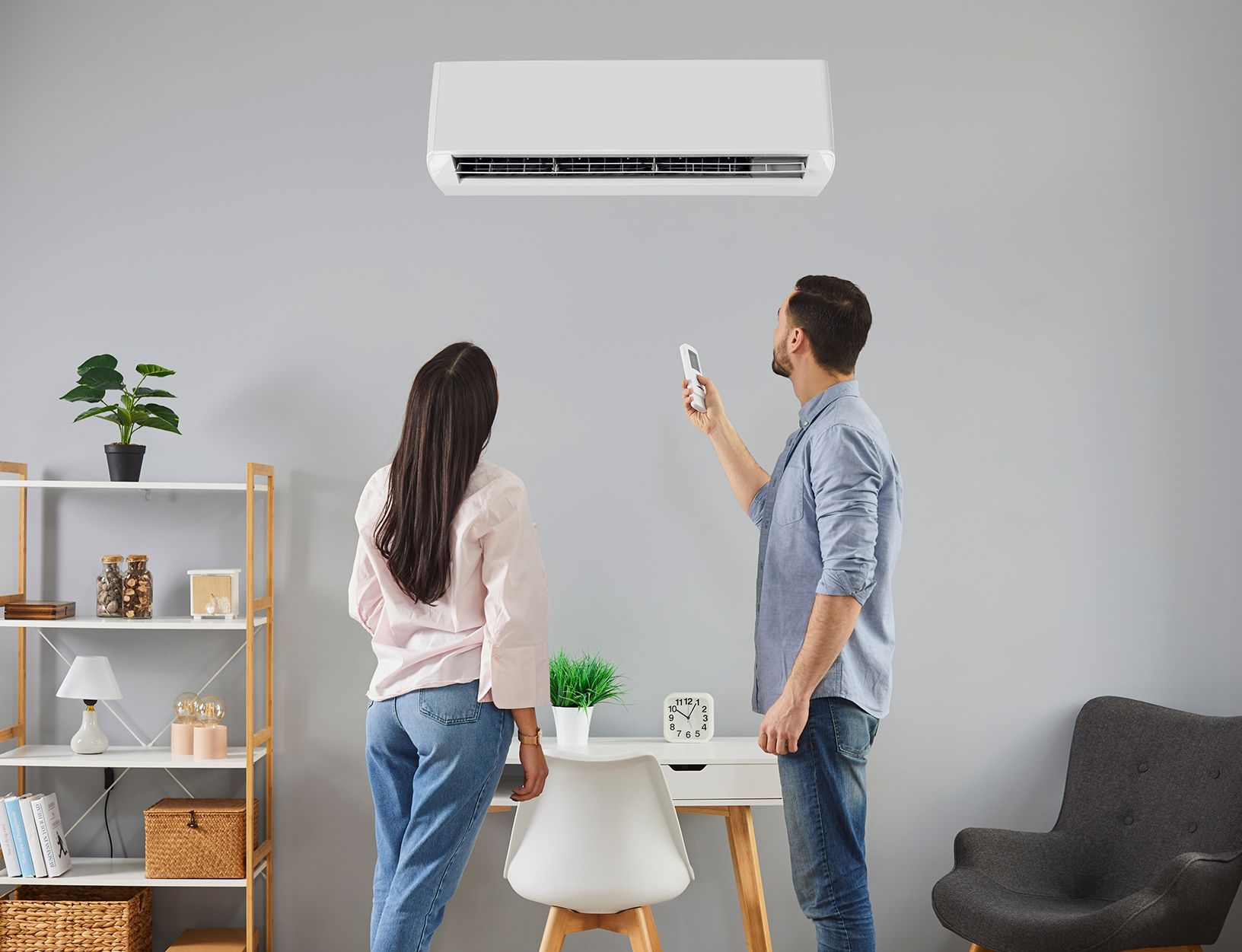 Couple Checking Their New Split Type AC