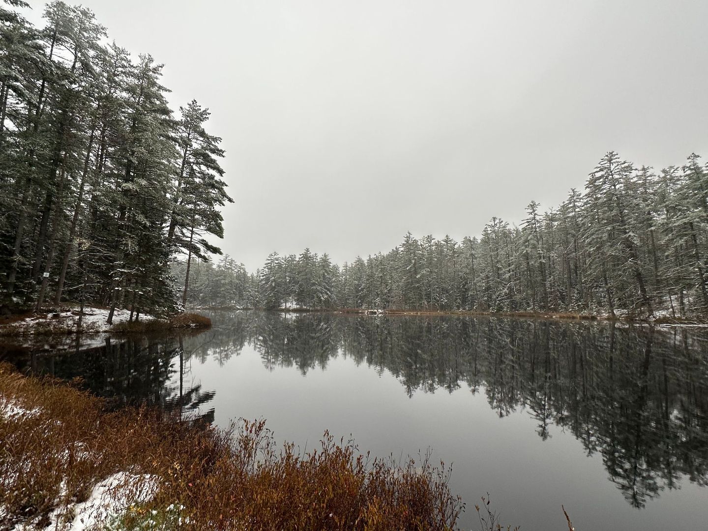 winter scene on a small river in new hampshire