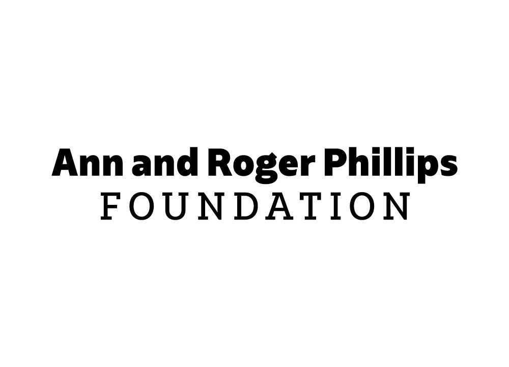 The ann and roger phillips foundation logo is black and white.