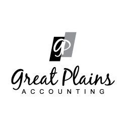 A black and white logo for great plains accounting.