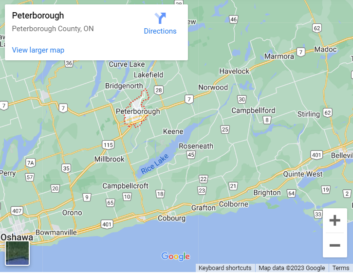 A map of peterborough county on google maps