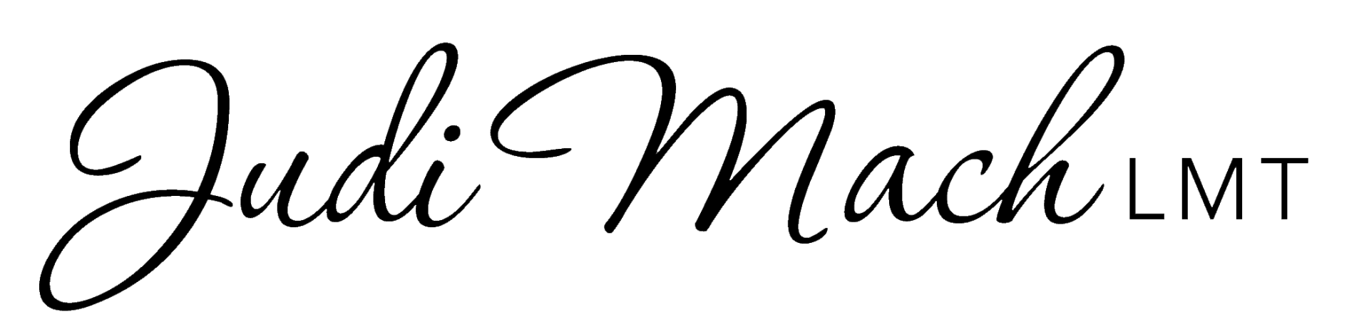 A handwritten logo for judi mach lmt on a white background.