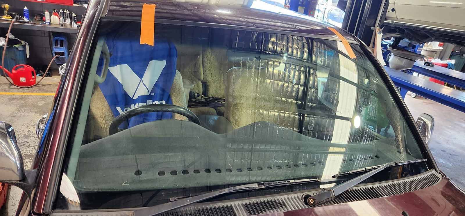 A Close Up of a Car Windshield in a Garage — FNQ Windscreens in Bungalow, QLD
