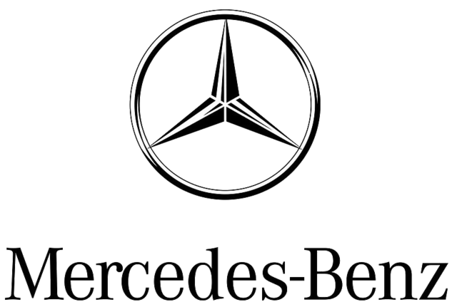 A black and white mercedes benz logo on a white background