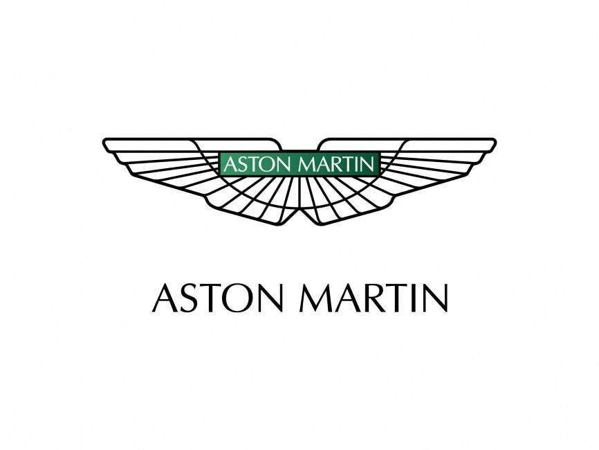 The aston martin logo is on a white background.