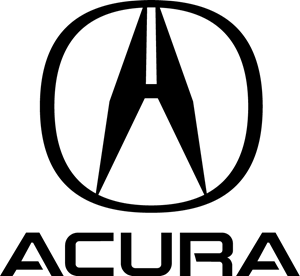 A black and white acura logo on a white background